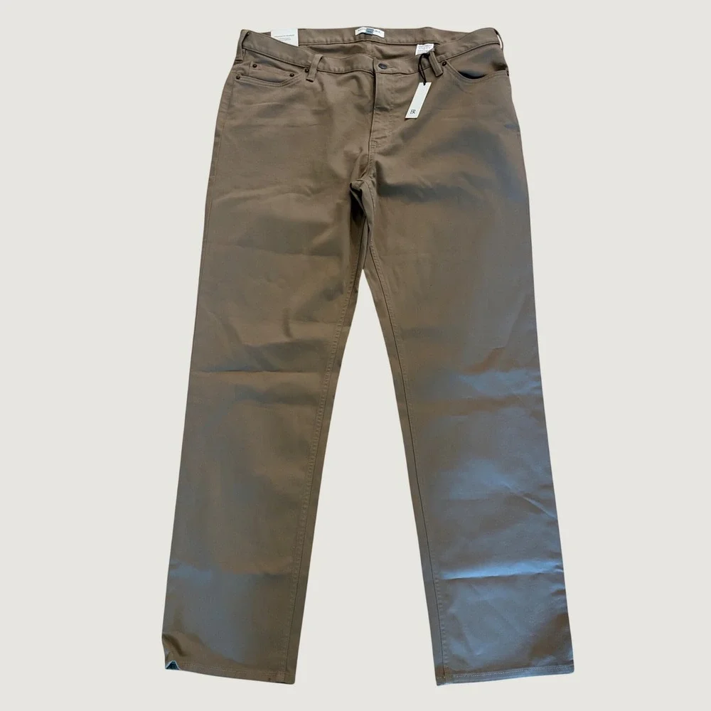 Banana Republic Mens Straight Fit Traveler Pant Khaki Tan Italian Fabric 40x34
